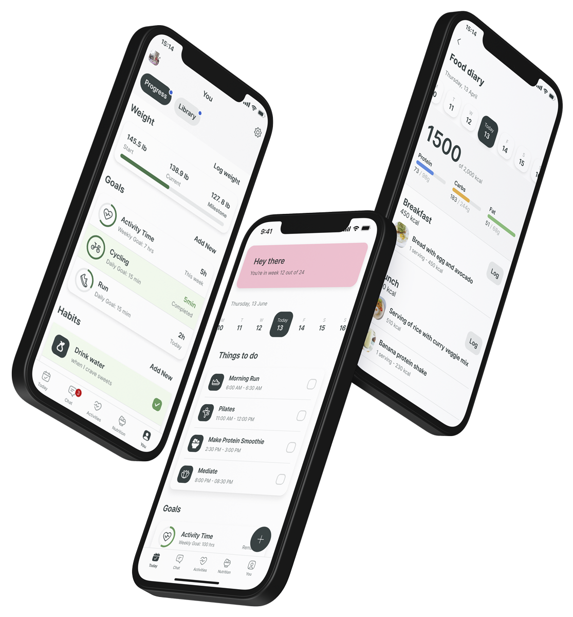 A mockup of the coaching app showcasing the features.